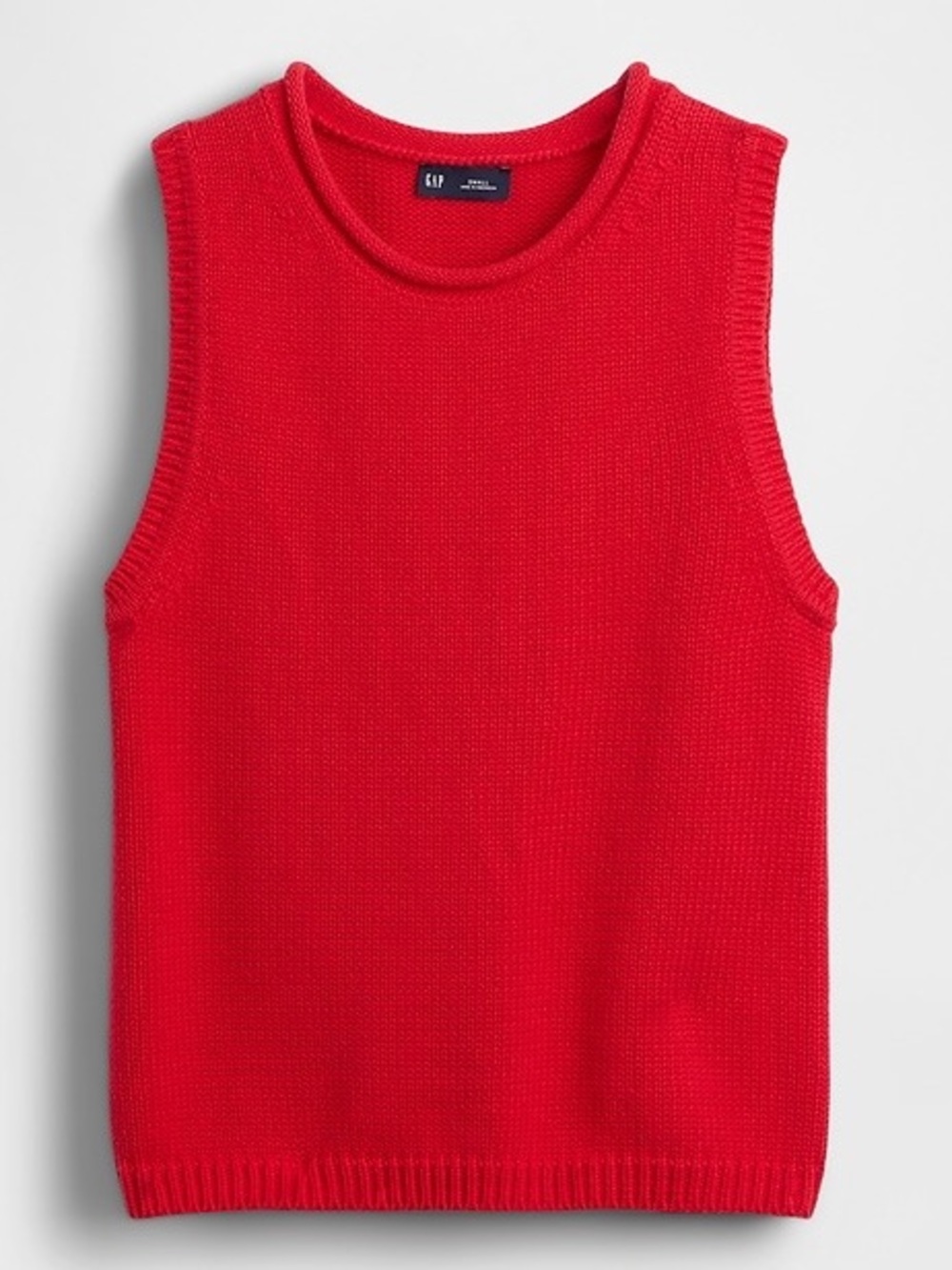 Gap Women’s Bright Red Knit Rollneck Sweater Vest (100% Cotton)